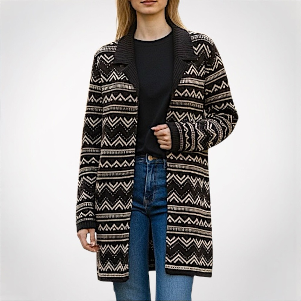 Liz Claiborne Collection Winter Aztec Knit Longline Cardigan